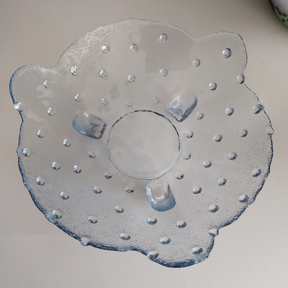 💥💥Vintage Clear Blue 3 Footed Hobnail Open Candy Dish 8” X Apprx 3” Tall - Picture 5 of 8